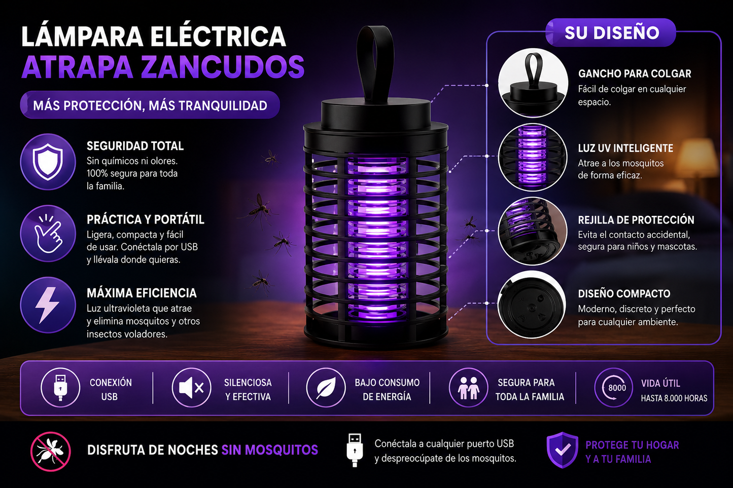 Lámpara Eléctrica Atrapa Zancudos